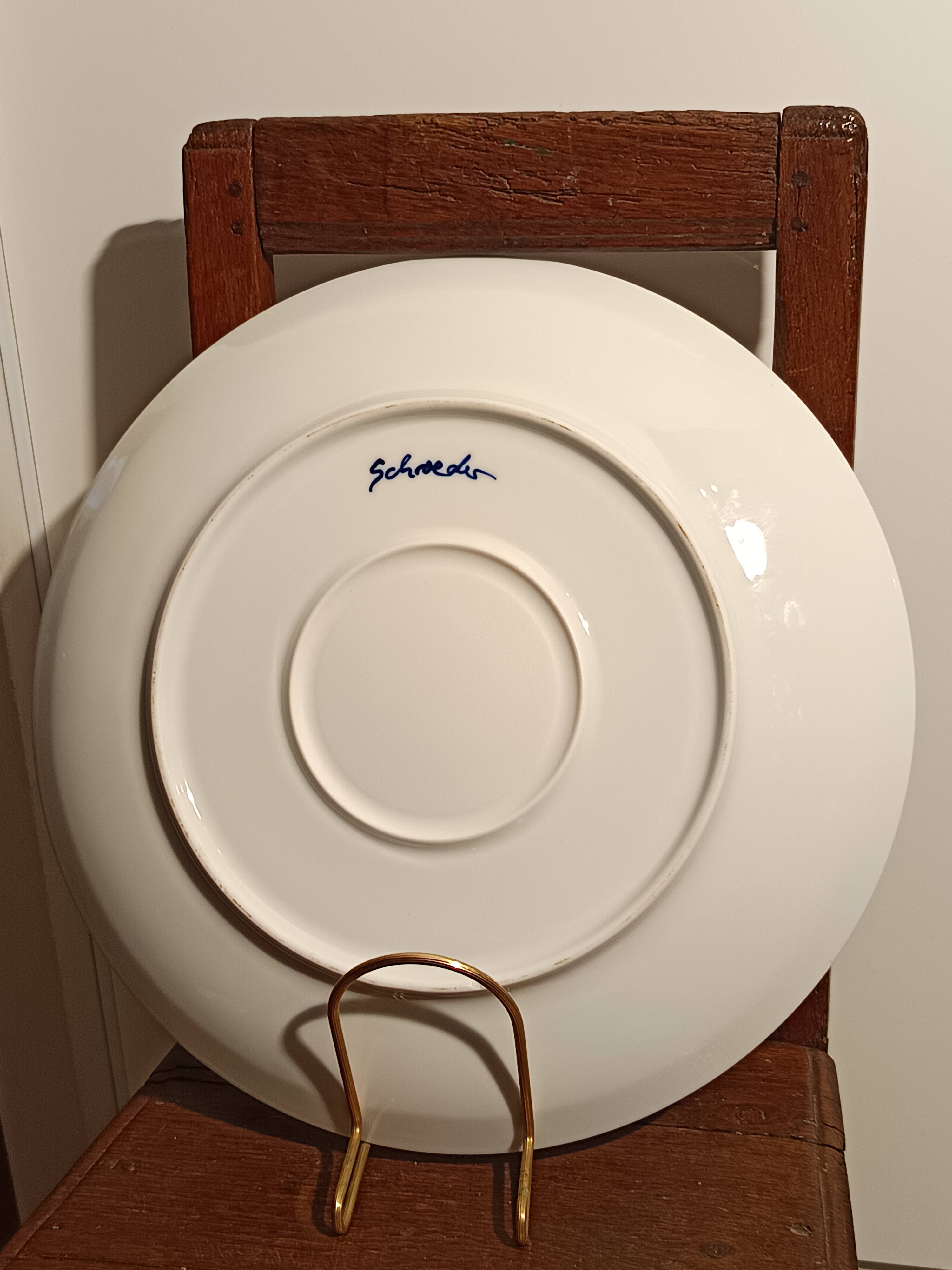 Large designer plate signed by Barbara Schroeder – 41 cm – Contemporary ceramic