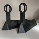 Paire de chenets modernistes mid century en fonte