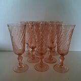 8 Rosaline Luminarc champagne flutes from the 1970s.