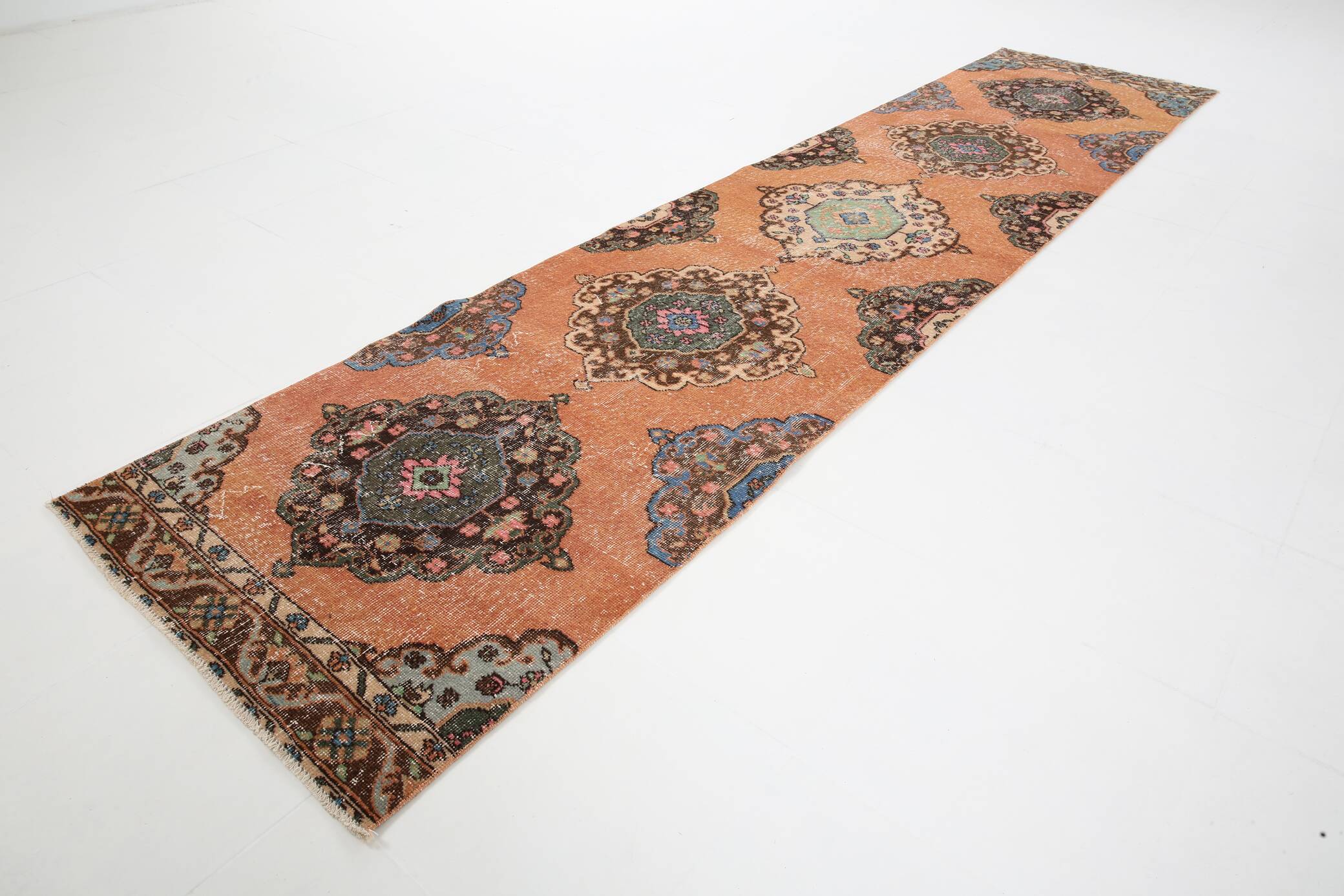 3x12 Oriental Orange Persian Runner Rug, 89x384Cm
