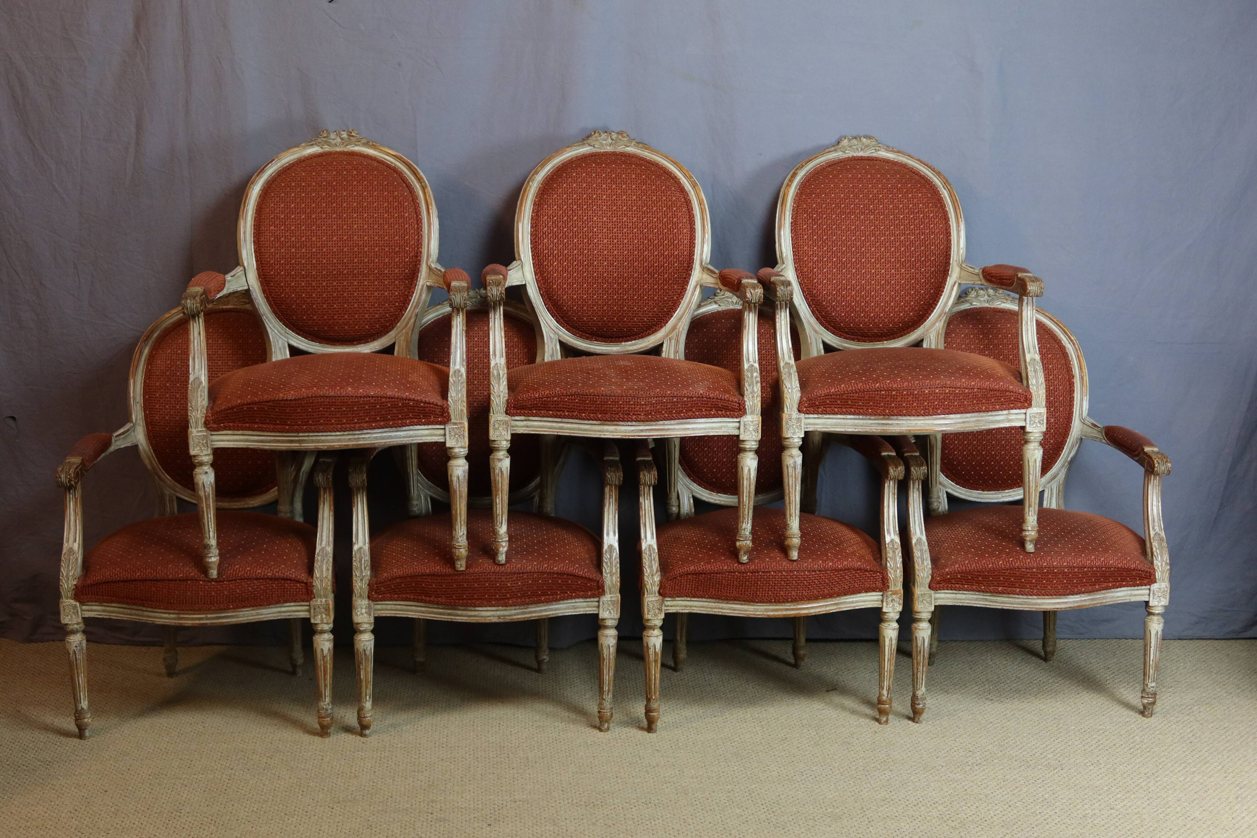 fauteuils Louis XVI série de sept