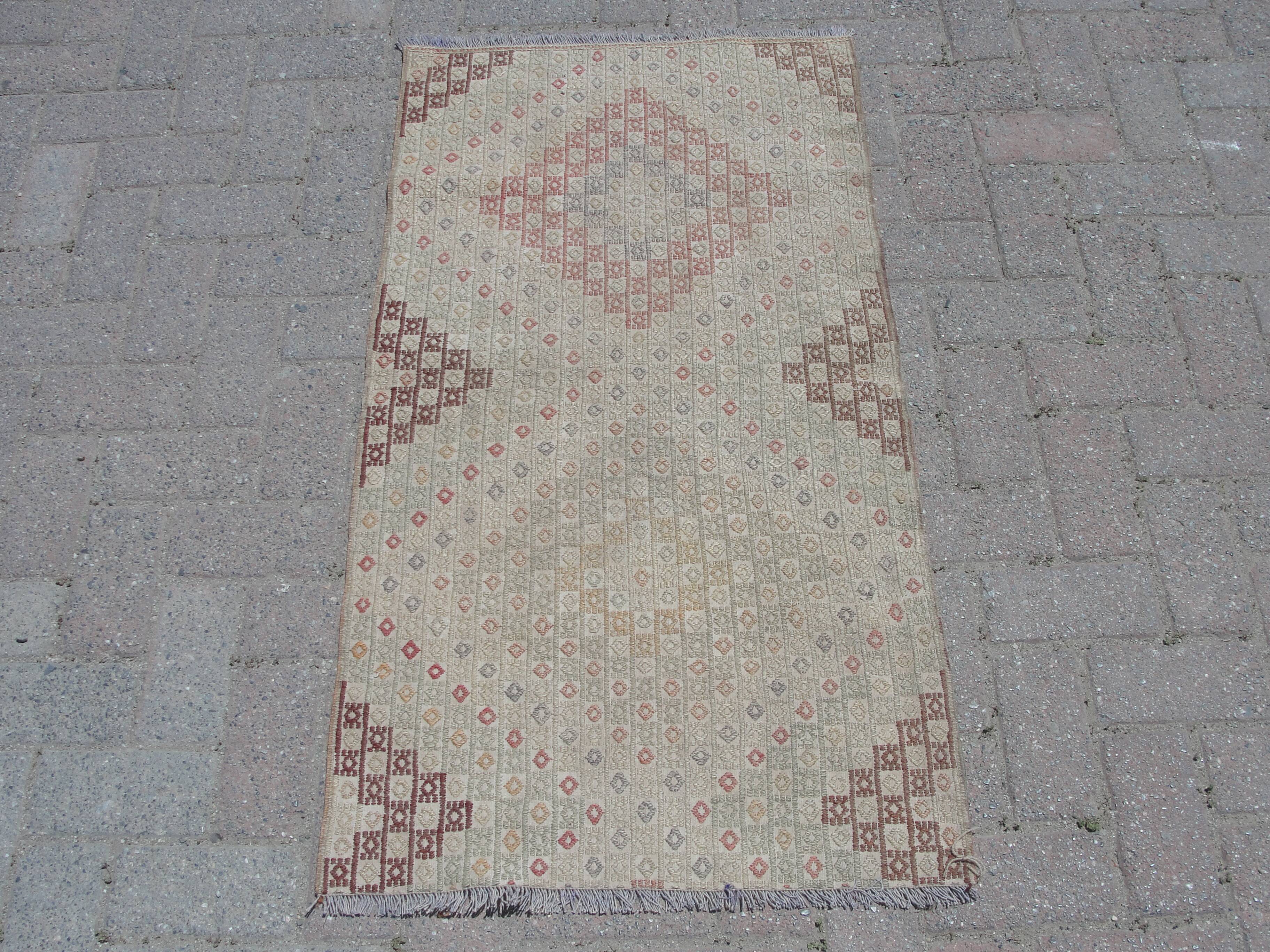 Handmade small kilim rug 64cm x 122cm