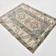 Tapis persan petit format 4x5 vert et bleu, 130x165 cm