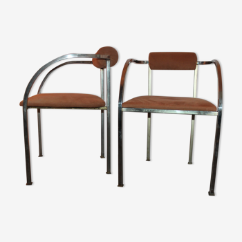 Set de 2 chaises Belgo chrome vintage 70's