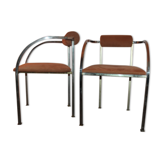 Set de 2 chaises Belgo chrome vintage 70's