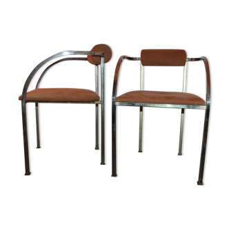 Belgo chrome set of 2 chairs vintage 70's