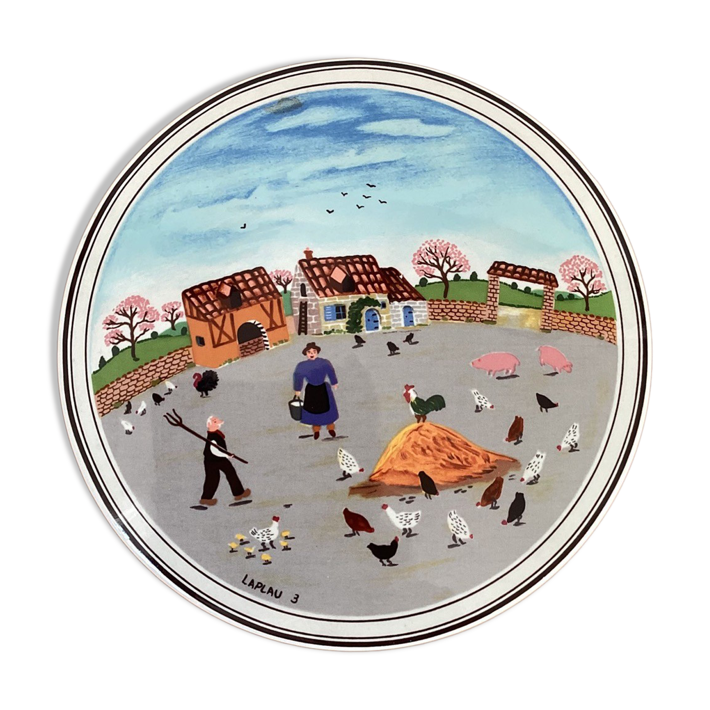 Porcelain box, naïve design collection, décor signed Laplau - 1980s, Villeroy & Boch