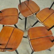 🟡 PIRKKA dining table chairs, Ilmari Tapiovaara, Laukaan Puu, Finland 1950