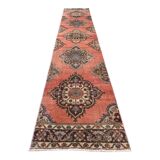 Distressed Turkish Runner 398x81 cm wool Vintage Tribal Rug