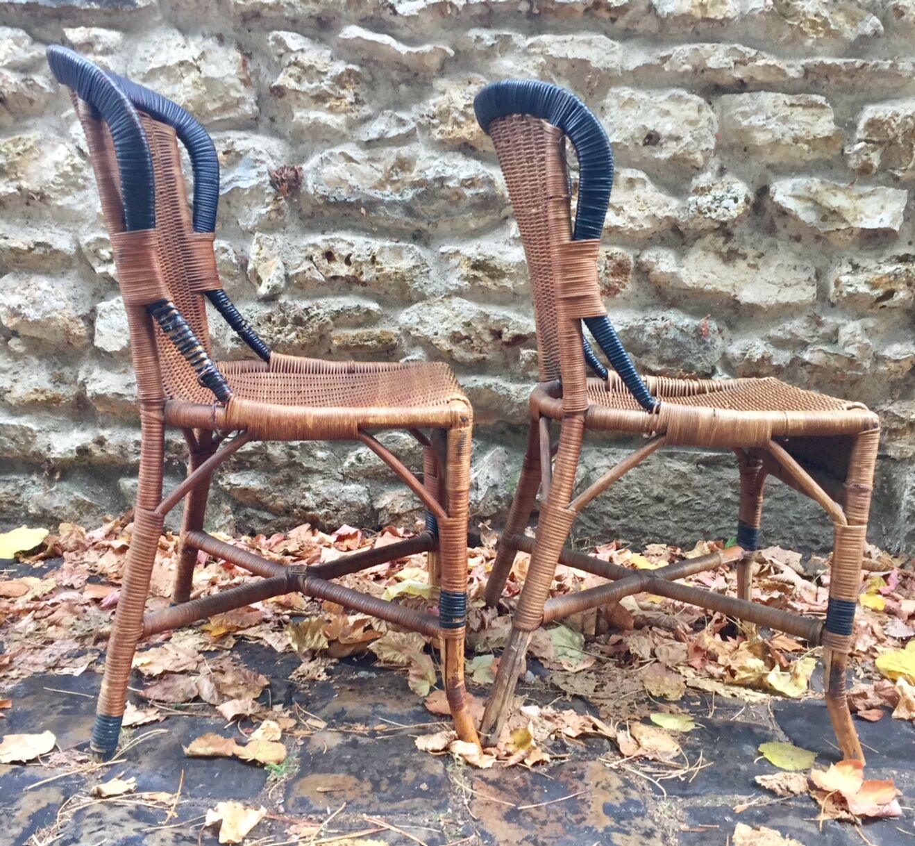 Paire de chaises en osier début XX eme siècle