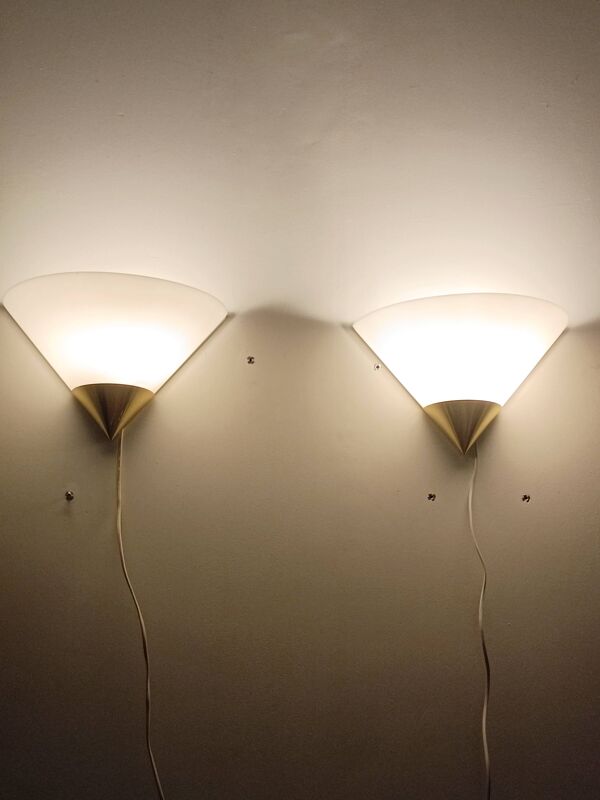 Paire d'appliques 3671 grand modèle par Glashutte Limburg 1970s