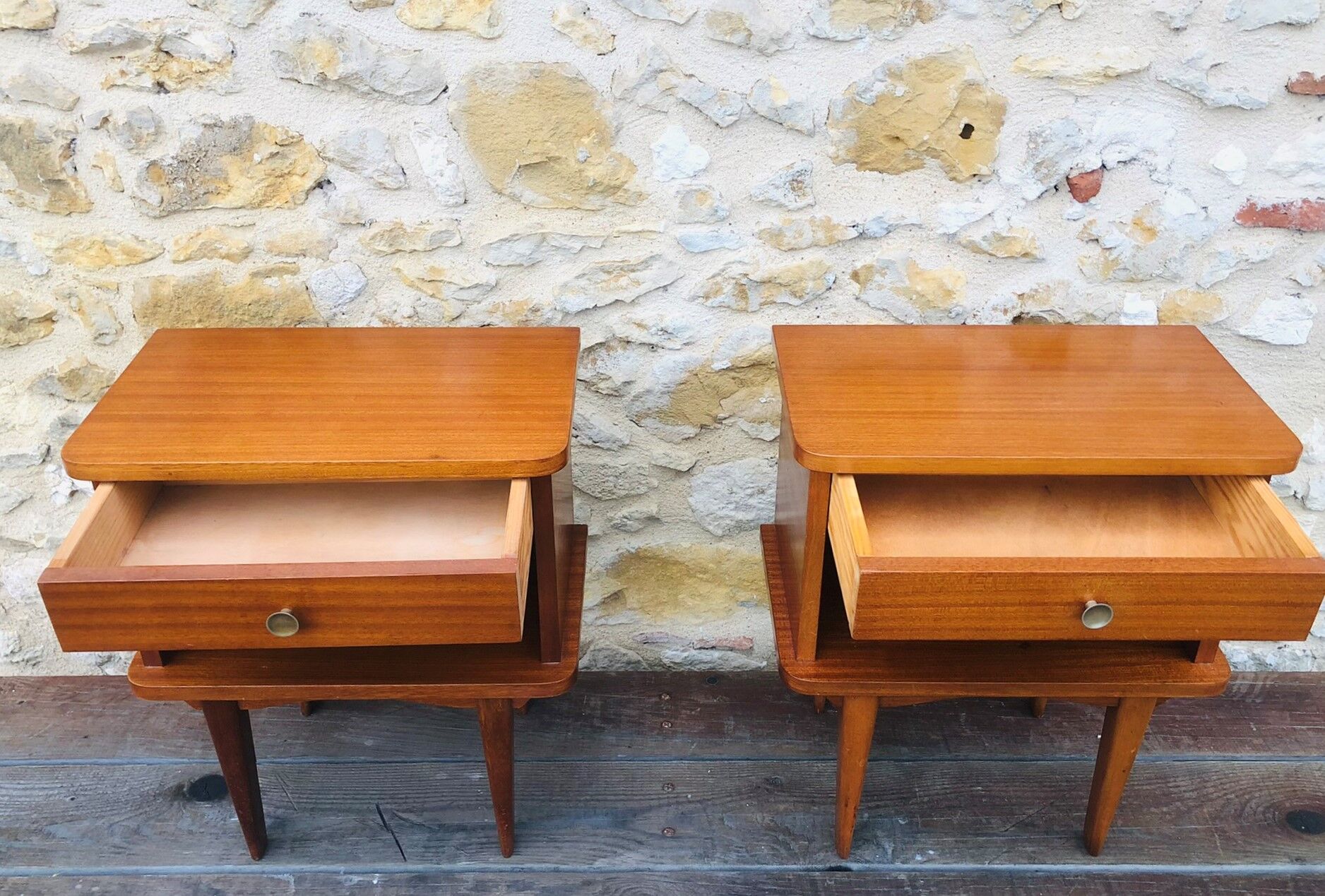 Pair of vintage bedside tables, Scandinavian style 60s