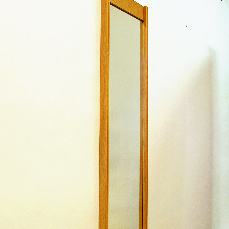 Oak wallmirror by Aktuell Form AB - Sweden 1960s