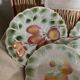 Set of 5 Sarreguemines dessert plates in vintage barbotine
