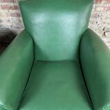 Armchairs (the pair) vintage 1950 in dark green skaï