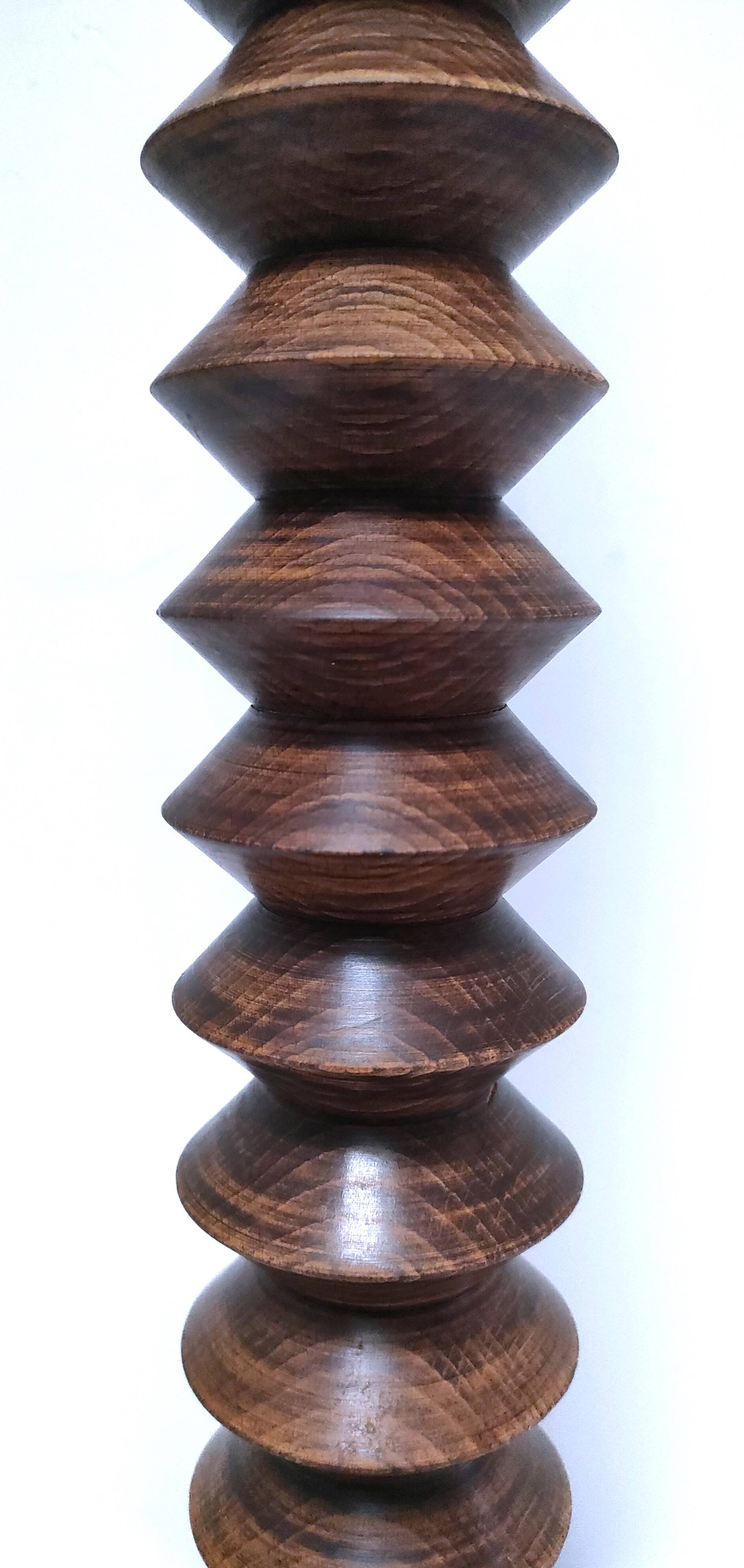 XL turned wooden lamp base H.47 cm 1950s design