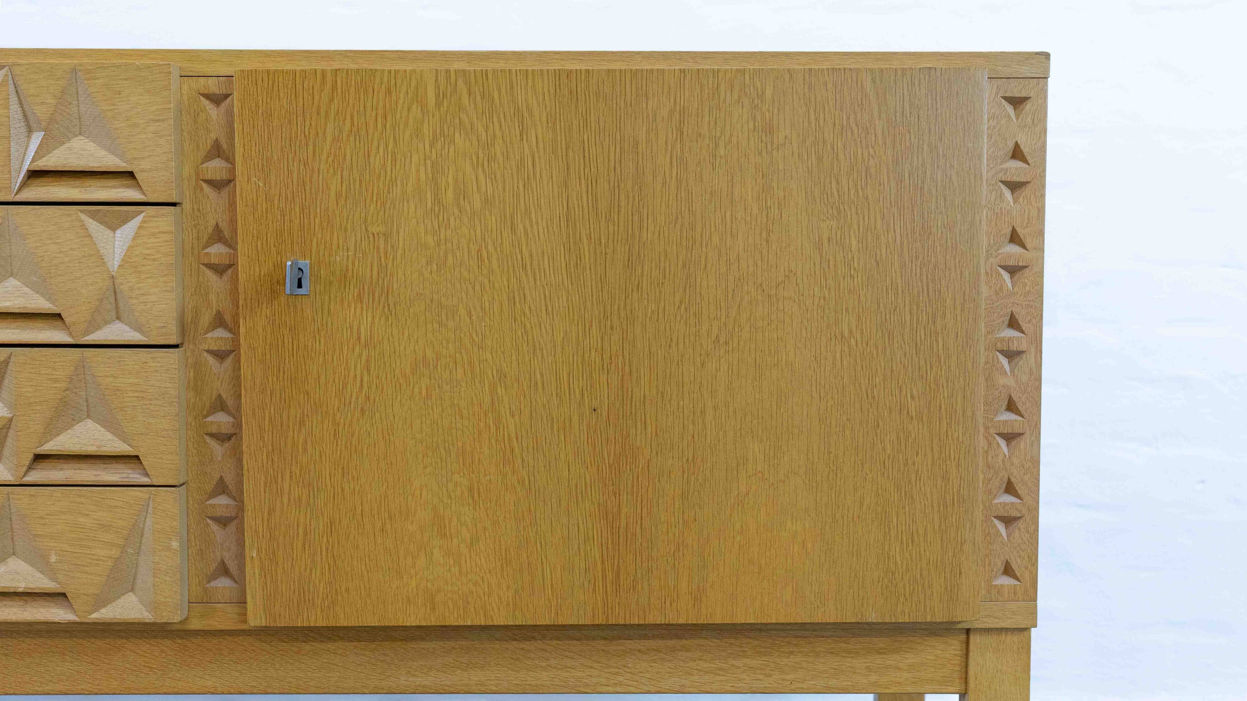 Mid-century brutalist oak sideboard