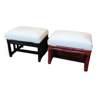 Maugrion rattan poufs for Roche Bobois vintage 70s