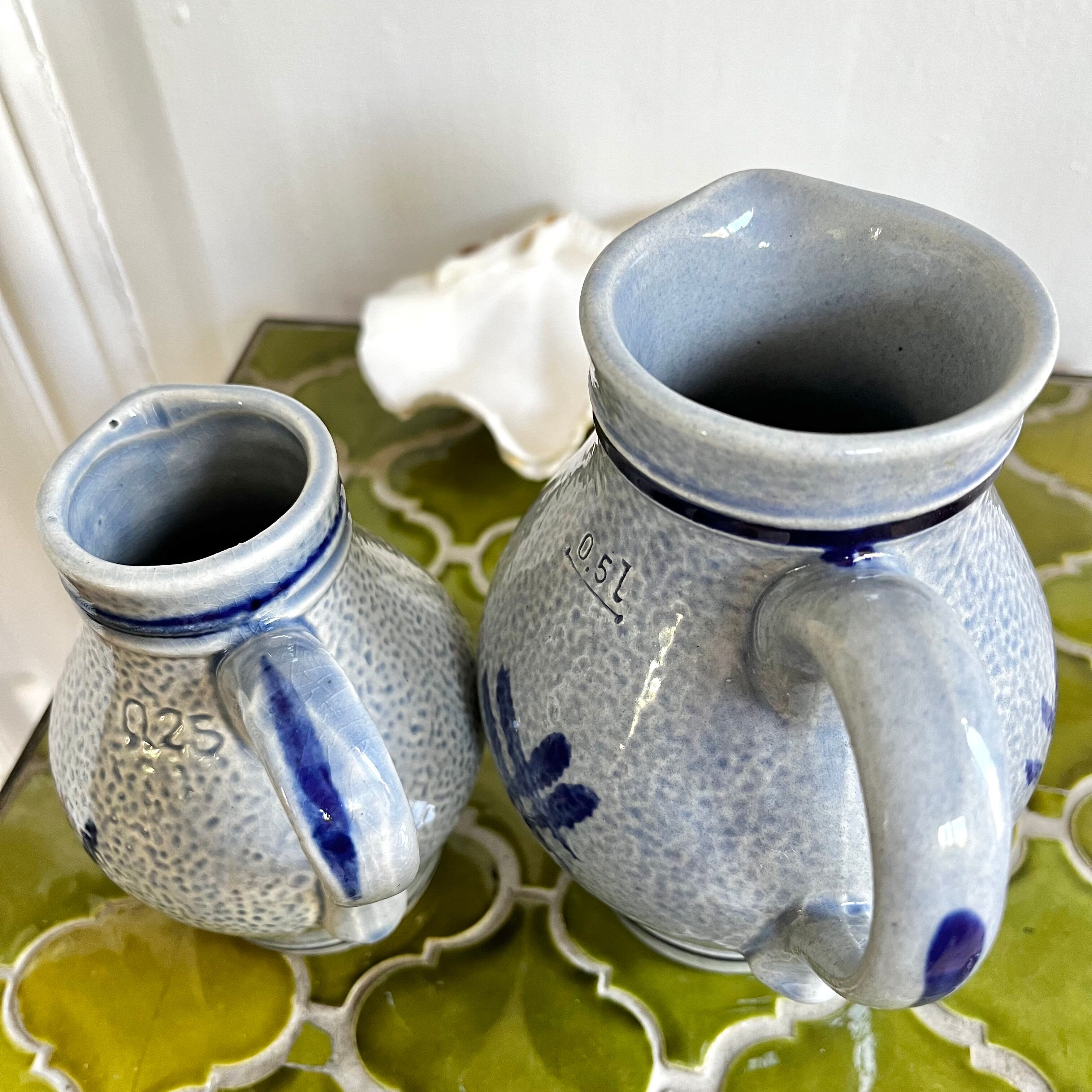 Vintage bluestoneware pitchers