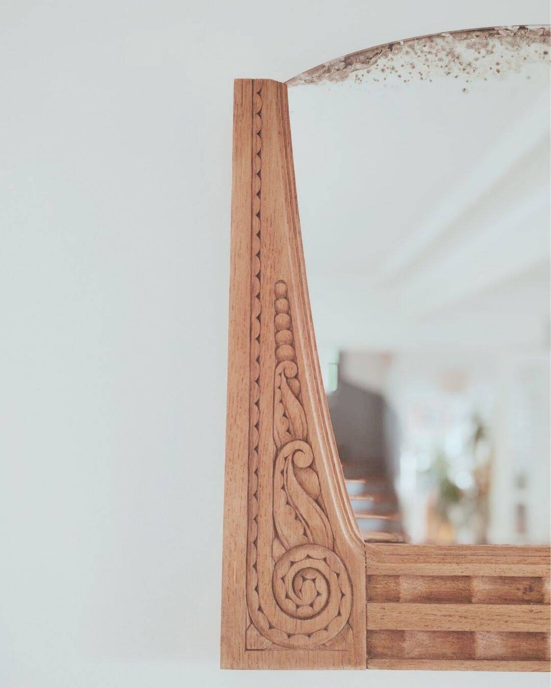 Renovated antique Art Deco mirror – Carved wood & authentic charm
