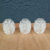 Set of 3 glass-carved glass globes for suspension