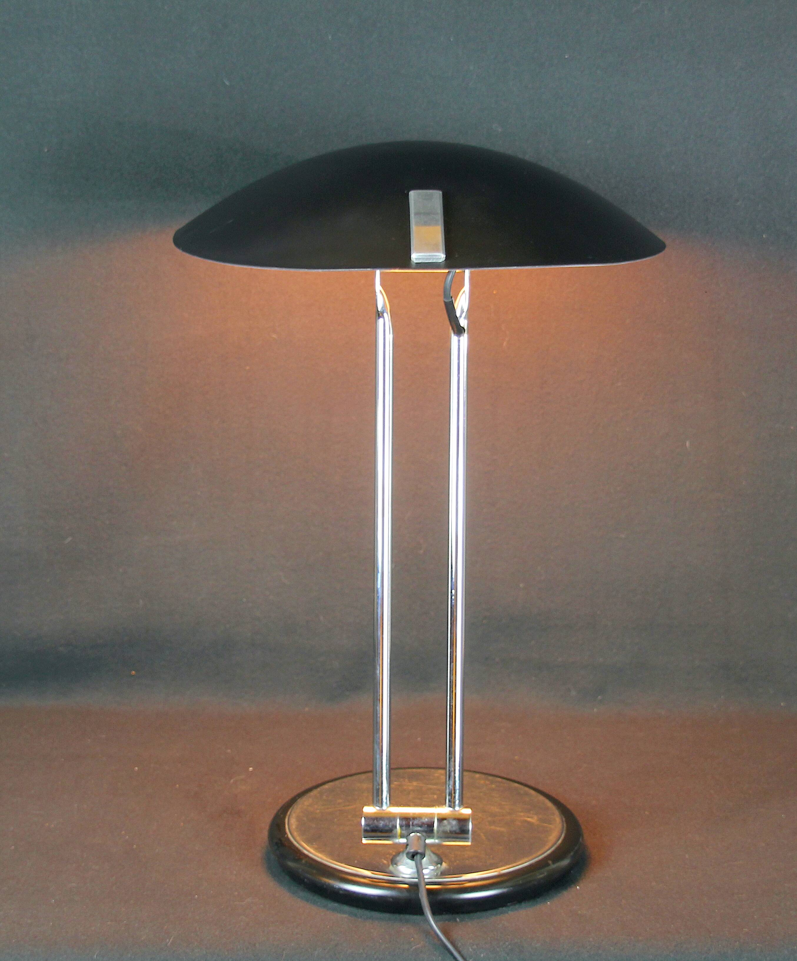 Aluminor, Desk lamp, black and chrome, Modern Space Age, 1970s