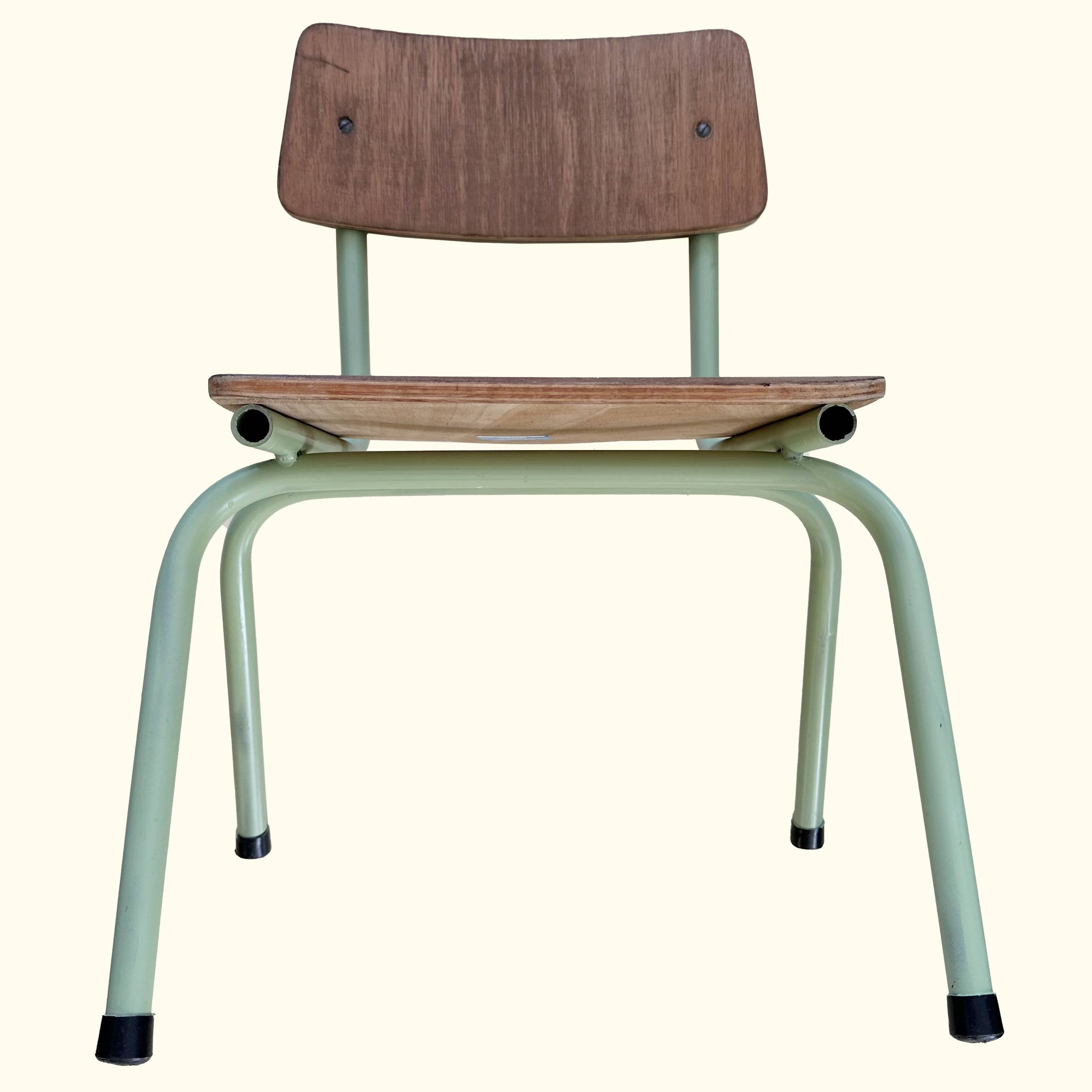 Vintage Beilrode (Germany) kindergarten chair | Almond green metal