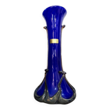 Vase en verre soufflé bleu cobalt – Silice Création Biot – 39 cm