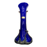 Vase en verre soufflé bleu cobalt – Silice Création Biot – 39 cm
