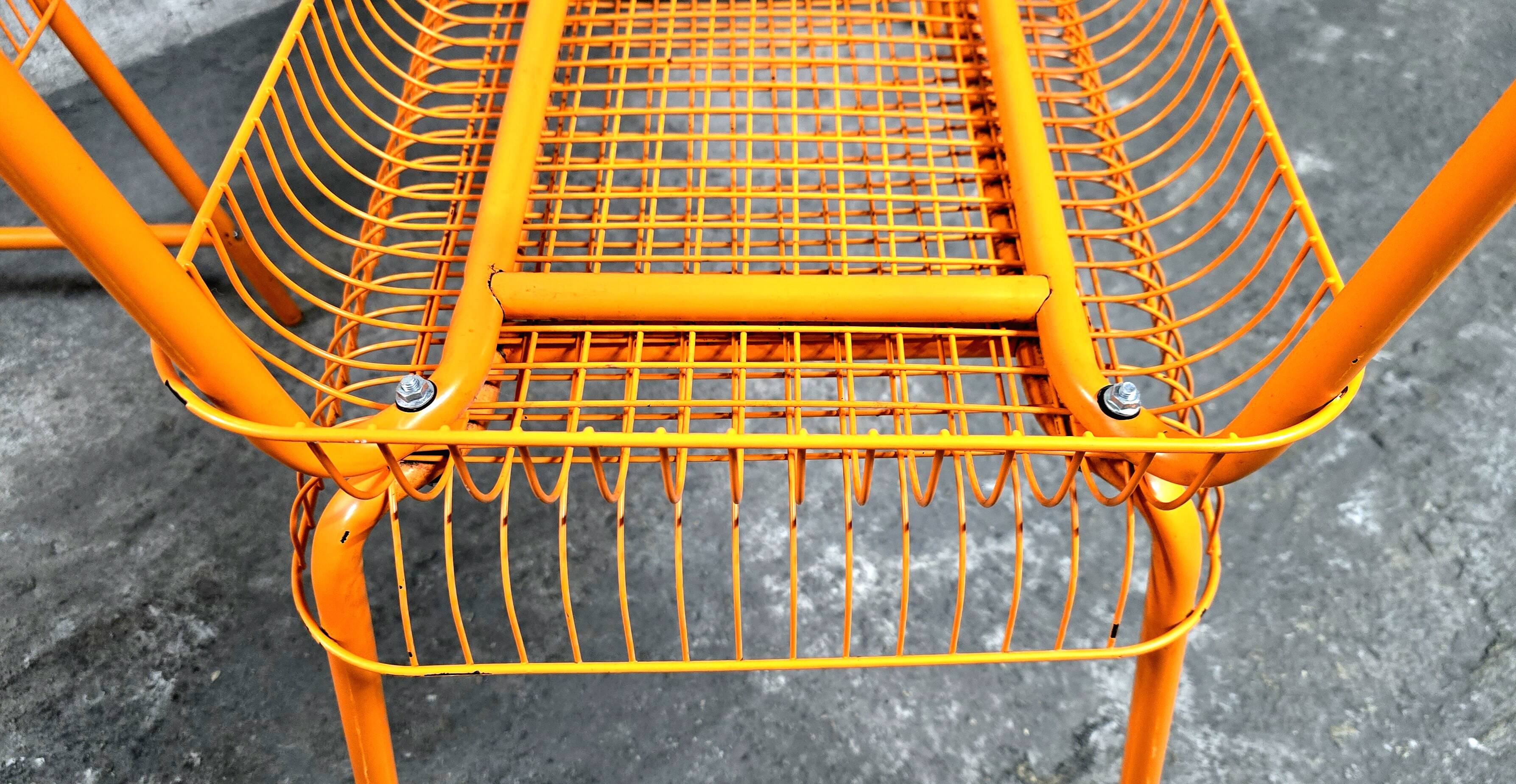 Bench - vintage stool, mesh Ikea Västerön in orange