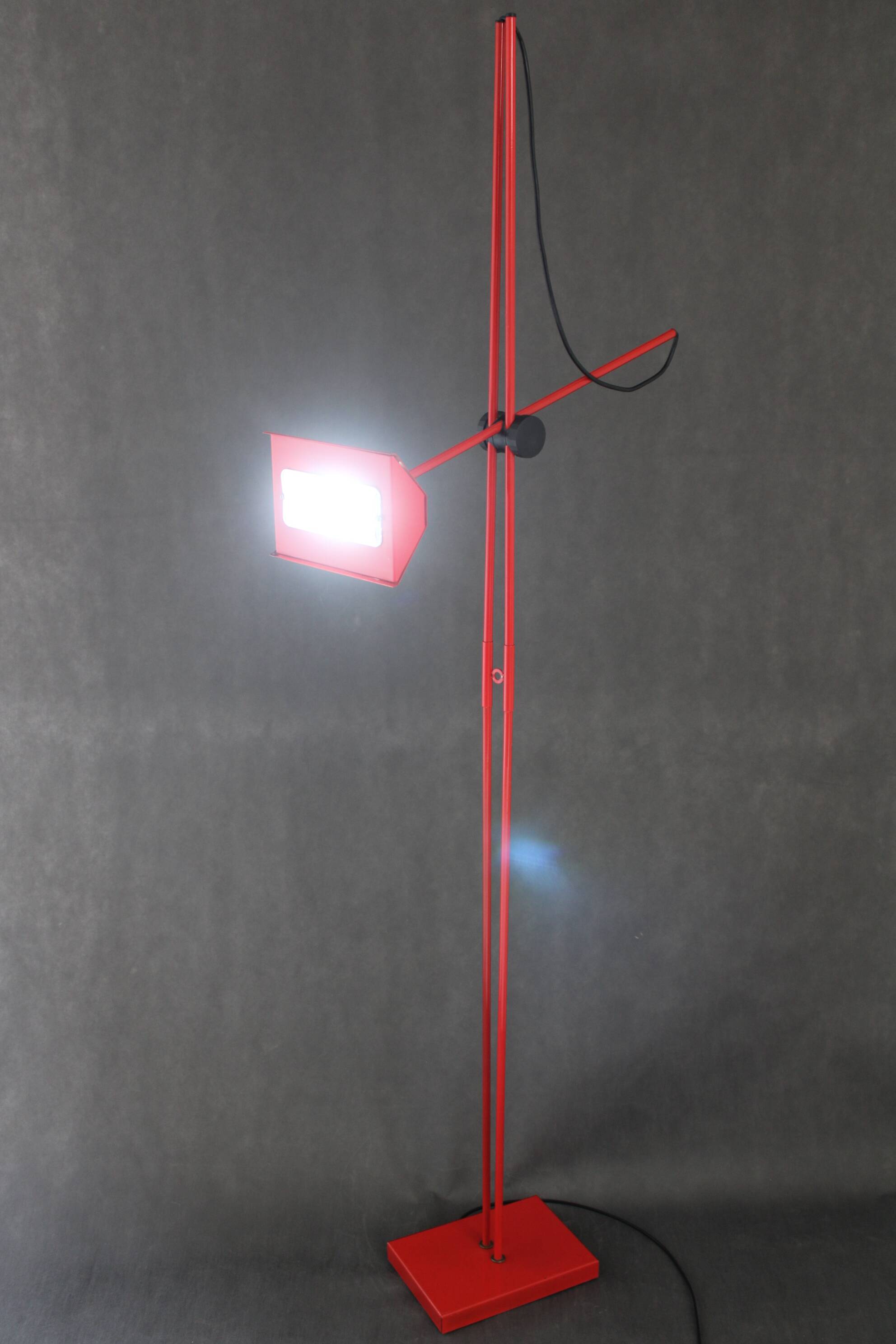 1980s Halogen Red Floor Lamp, Italy