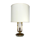 Lampe de table italienne en laiton et marbre du milieu du siècle des années 50
