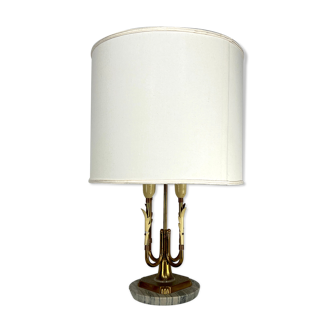 Mid-century Italian brass and marble table lamp from 50s