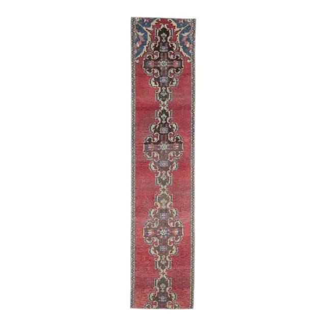 1970s Turkish Oushak Handmade Runner Rug 70x318
