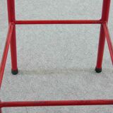 Midcentury set of 3 bar stools in red and black, 1960s-1970s