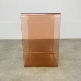 Smoked plexiglass cube side table by Michel Dumas, 1970s