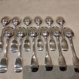 12 silver plated dessert spoons, Francia goldsmith, single-flat, 18.7cm