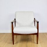 Fauteuil GFM-64, conçu par Edmund Homa dans les années 70, blanc ivoire - 2 pièces disponibles.