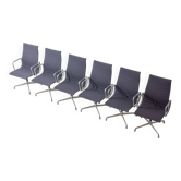 Ensemble de 6 chaises de bureau Herman Miller EA109 en tissu bleu-gris, années 1980