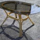 Table rattan and smoked glass 70s