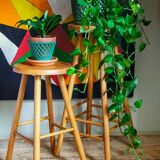 Vintage blond wooden stool