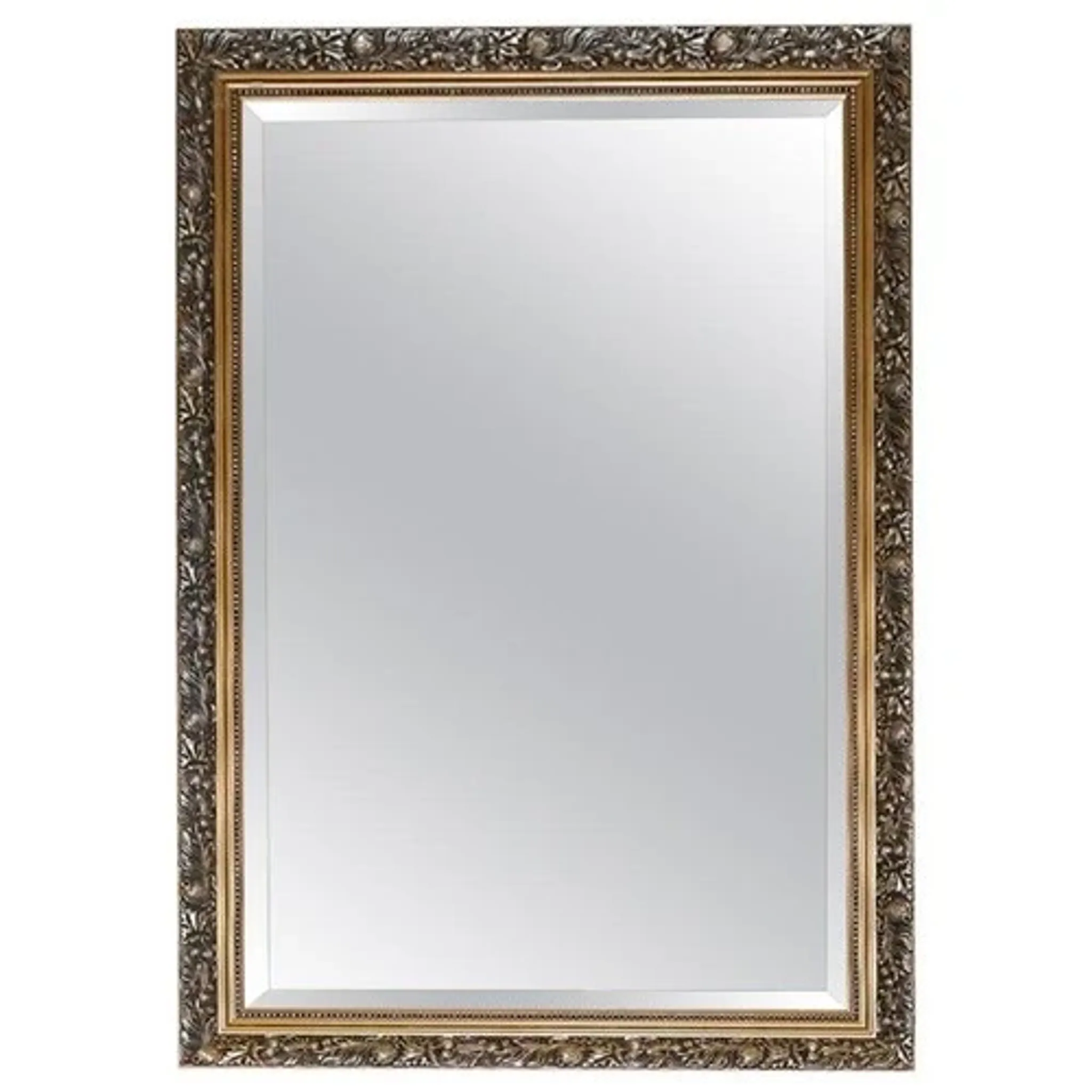 Vintage Bevelled Mirror in Silver and Gold, 1940s