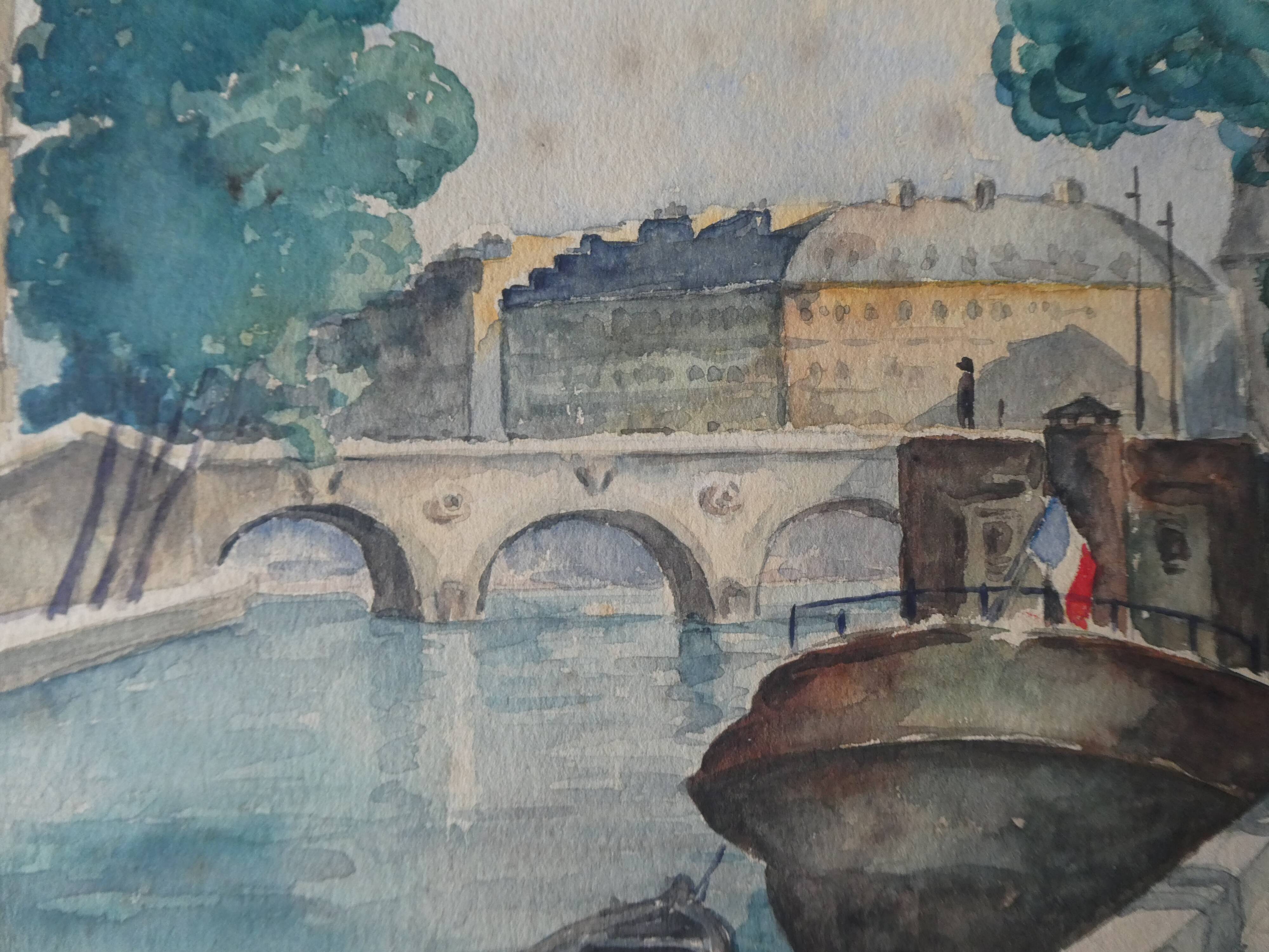 Tableau du pont Saint Michel à Paris, 1950