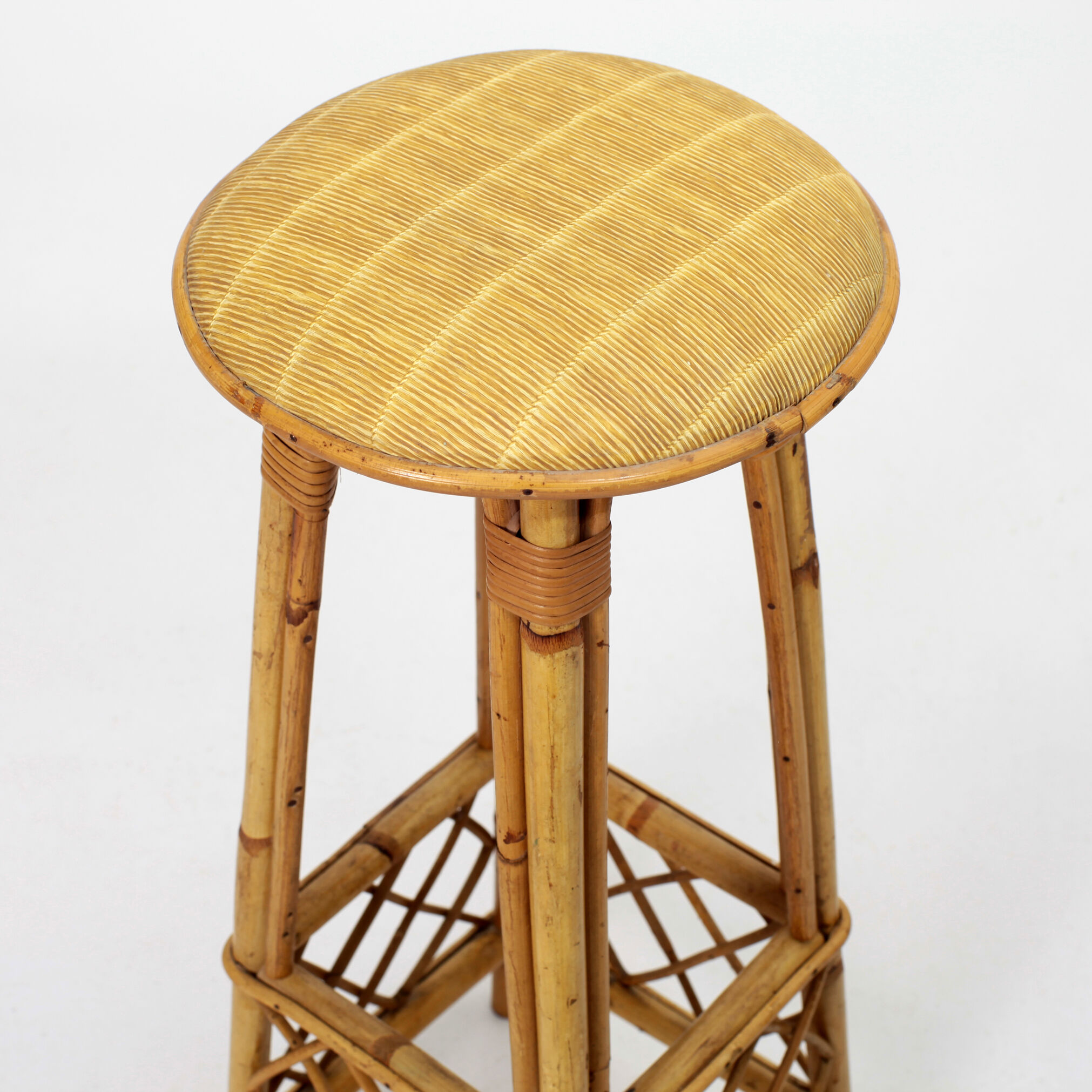 4 vintage rattan bar stools