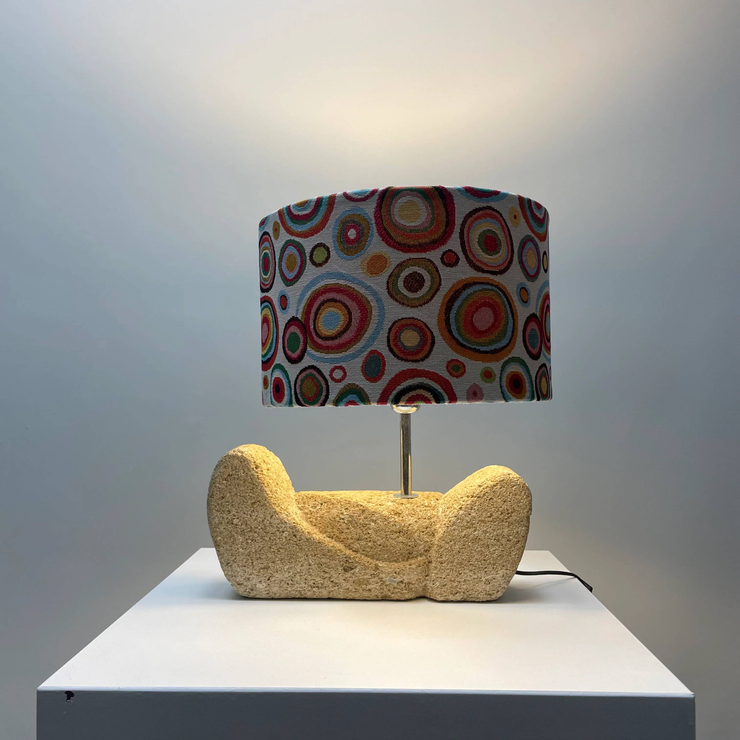 1960s organic French stone table lamp