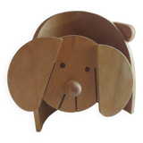 Vintage 80's wooden dog lamp, raison, france