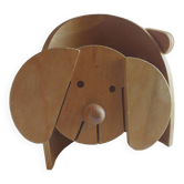 Vintage 80's wooden dog lamp, raison, france