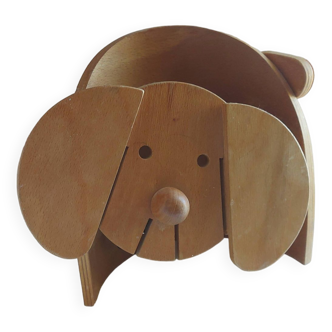 Lampe chien vintage annees 80's en bois , raison , france