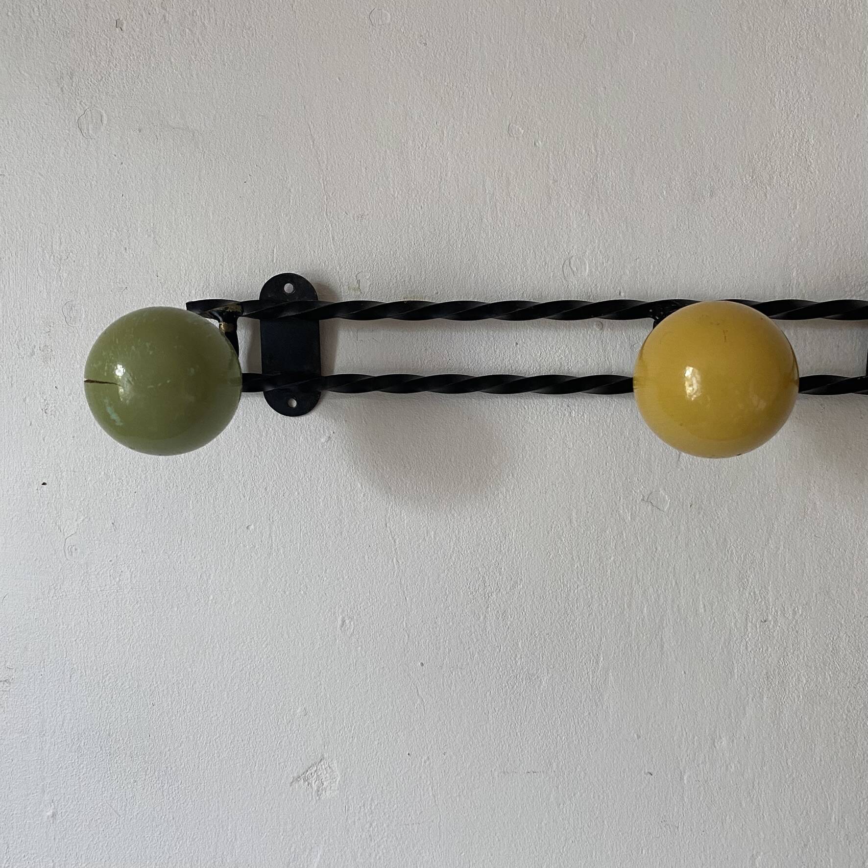 Vintage wooden coat rack balls