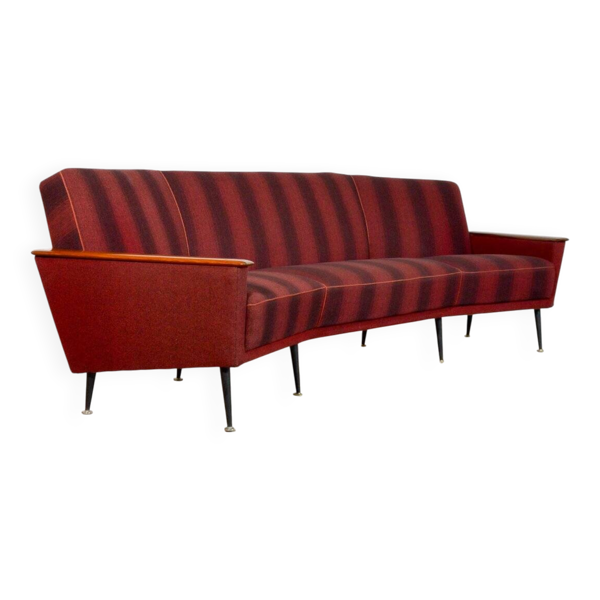 Rare canapé incurvé vintage Teck 1950s / Décor série Deutschland 83